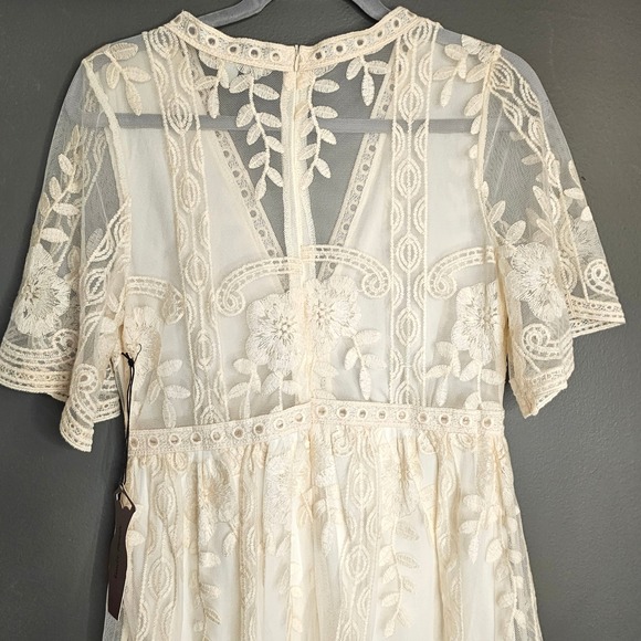 Haute Monde Ivory Lace Boho Cottagecore Prairie Dress NWT Engagement Small - Picture 5 of 9